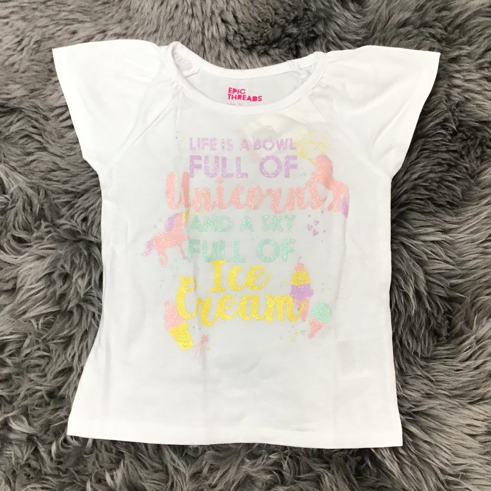 Epic Threads | Girl's T-shirt | White | Unicorn | Size 3T